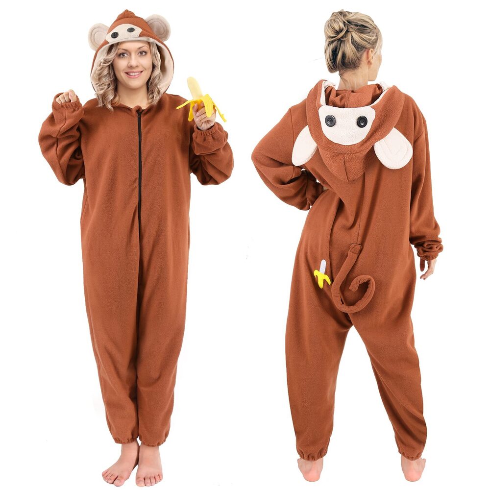 8130 Monkey Costume Adult Halloween Monkey Onesie Pajamas Animal Costume